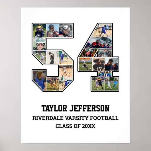 Poster Joueur Numéro 54 Équipe sportive senior Collage ph (Devant)