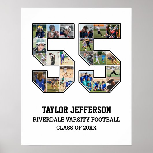 Poster Joueur Numéro 55 Équipe sportive senior Collage ph (Devant)