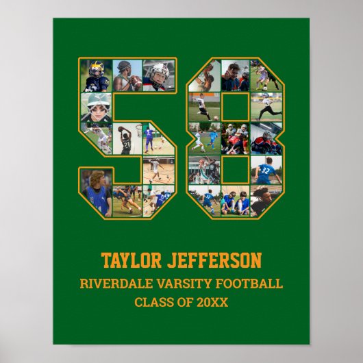 Poster Joueur Numéro 58 Équipe sportive senior Collage ph (Devant)