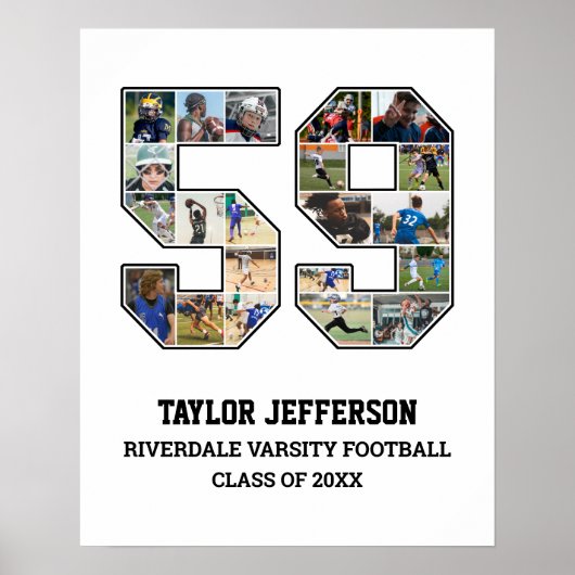 Poster Joueur Numéro 59 Équipe sportive senior Collage ph (Devant)