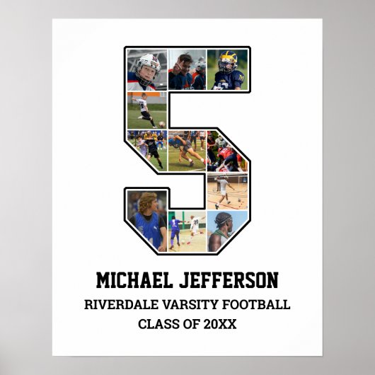 Poster Joueur Numéro 5 Équipe sportive senior Collage pho (Devant)