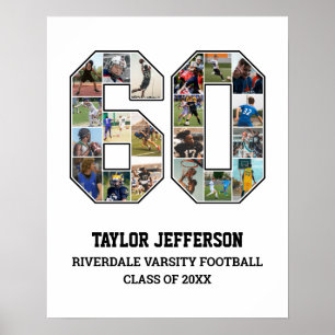 Poster Joueur Numéro 60 Équipe sportive senior Collage ph
