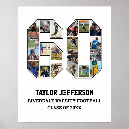 Poster Joueur Numéro 60 Équipe sportive senior Collage ph (Devant)