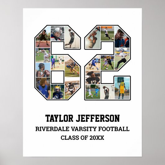 Poster Joueur Numéro 62 Équipe sportive senior Collage ph (Devant)