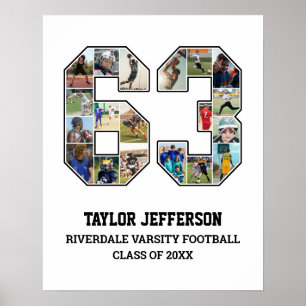Poster Joueur Numéro 63 Équipe sportive senior Collage ph