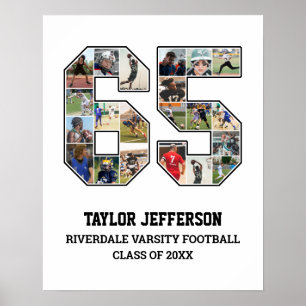 Poster Joueur Numéro 65 Équipe sportive senior Collage ph