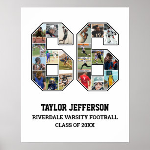 Poster Joueur Numéro 66 Équipe sportive senior Collage ph