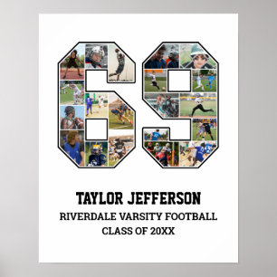 Poster Joueur Numéro 69 Équipe sportive senior Collage ph