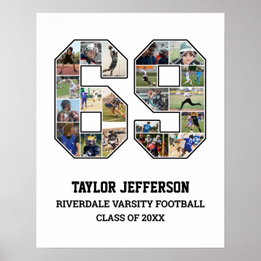 Poster Joueur Numéro 69 Équipe sportive senior Collage ph (Devant)