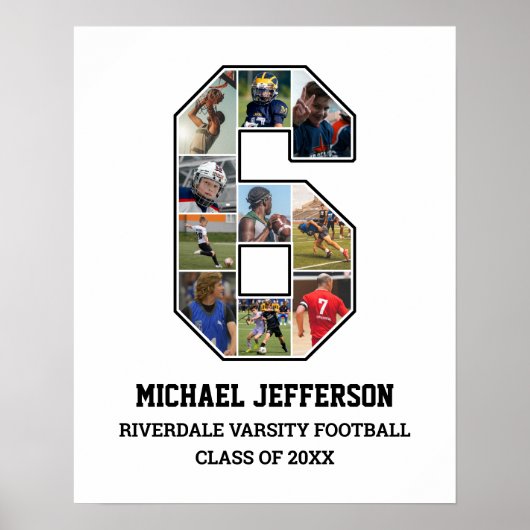 Poster Joueur Numéro 6 Équipe sportive senior Collage pho (Devant)