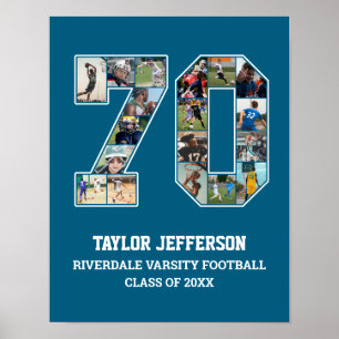 Poster Joueur Numéro 70 Équipe sportive senior Collage ph