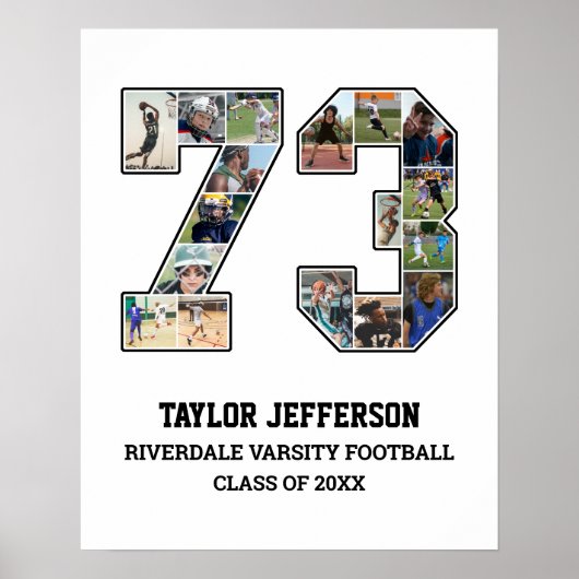 Poster Joueur Numéro 73 Équipe sportive senior Collage ph (Devant)