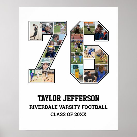 Poster Joueur Numéro 76 Équipe sportive senior Collage ph (Devant)