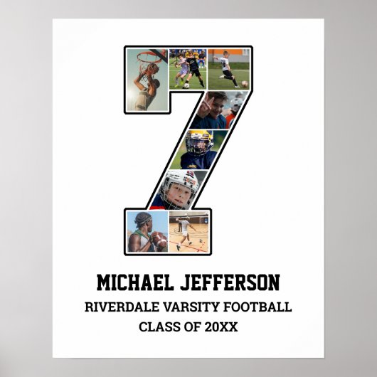 Poster Joueur Numéro 7 Équipe sportive senior Collage pho (Devant)