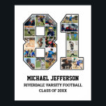 Poster Joueur Numéro 81 Équipe sportive senior Collage ph<br><div class="desc">Collage photo personnalisé pour le joueur numéro 81. Ce cadeau photo personnalisable est parfait pour la nuit senior, le banquet sportif ou le cadeau d'anniversaire pour votre fils, fille ou étudiant athlète. C'est une excellente façon d'afficher des moments et des souvenirs précieux de leurs jeux sportifs. L'affiche présente un collage...</div>