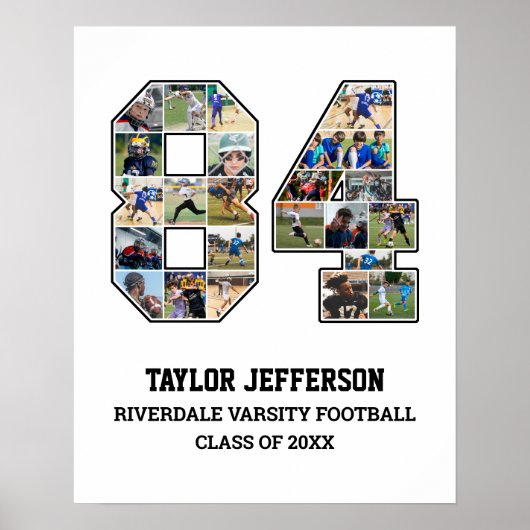 Poster Joueur Numéro 84 Équipe sportive senior Collage ph (Devant)