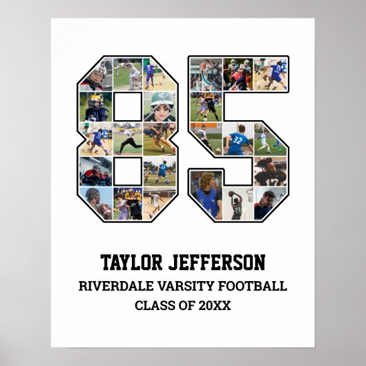 Poster Joueur Numéro 85 Équipe sportive senior Collage ph (Devant)