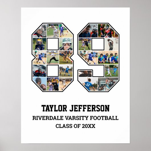 Poster Joueur Numéro 89 Équipe sportive senior Collage ph (Devant)