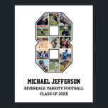 Poster Joueur Numéro 8 Équipe sportive senior Collage pho<br><div class="desc">Collage photo personnalisé pour le joueur numéro 8. Ce cadeau photo personnalisable est parfait pour la nuit senior, le banquet sportif ou le cadeau d'anniversaire pour votre fils, fille ou étudiant athlète. C'est une excellente façon d'afficher des moments et des souvenirs précieux de leurs jeux sportifs. L'affiche présente un collage...</div>