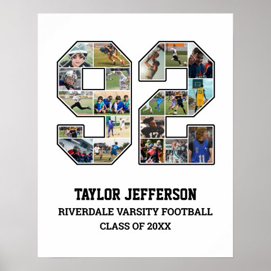 Poster Joueur Numéro 92 Équipe sportive senior Collage ph (Devant)