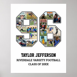 Poster Joueur Numéro 96 Équipe sportive senior Collage ph