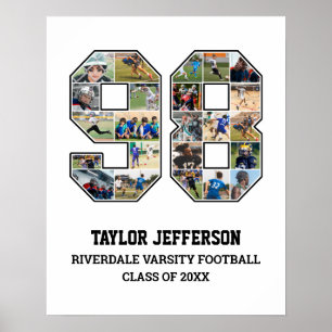 Poster Joueur Numéro 98 Équipe sportive senior Collage ph