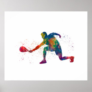 Poster Joueur Padel en aquarelle