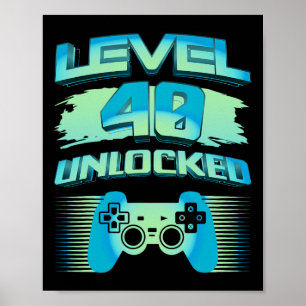 Poster Joueur Rétro Niveau 40 Débloqué Anniversaire Joueu