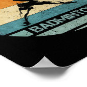 Poster Joueur rétro vintage Badminton Silhouette Sunset F (Coin)