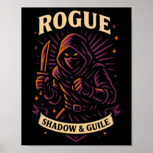 Poster Joueur Rpg Rogue D20 Dés Fou Nerdy Hommes Femmes E