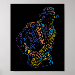 Poster Joueur saxophone art abstrait