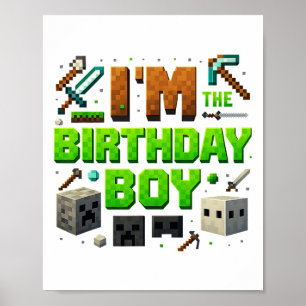 Poster Joueur vidéo de fête Pixel Number Je suis le garço