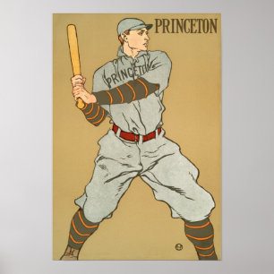 Poster Joueur vintage de base-ball de Princeton par Penfi