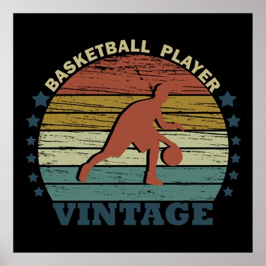 Poster joueur vintage de basket (Devant)