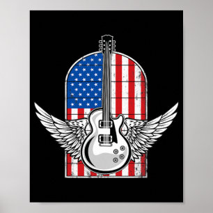 Poster Joueur vintage Retro Rock American Flag