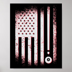 Poster Joueurs De Billard American Flag Usa Pool Et Billa