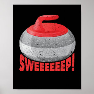Poster Joueurs de curling Sweep Rock Stone Broom Winter