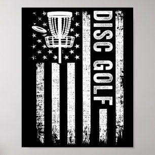 Poster Joueurs de disque de golf de drapeau américain Jou