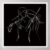 Poster Joueurs de duo de flûtiste et violoniste (Devant)