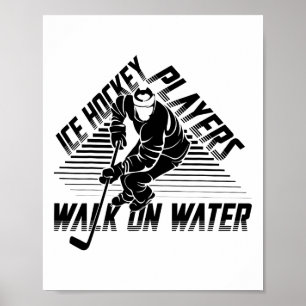 Poster Joueurs de hockey sur glace marchent sur l'eau Drô
