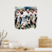 Poster Joueurs de rugby anglais - Rugby Art Print (Cuisine)
