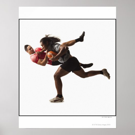 Poster Joueurs de rugby s'attaquant au ballon (Devant)