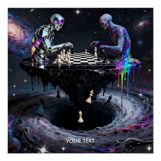 Poster Joueurs Imaginaire mignons à deux échecs (Devant)