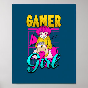 Poster Joueuse Console Jeux Vidéo