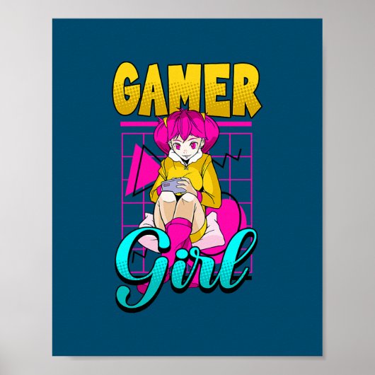 Poster Joueuse Console Jeux Vidéo  (Devant)