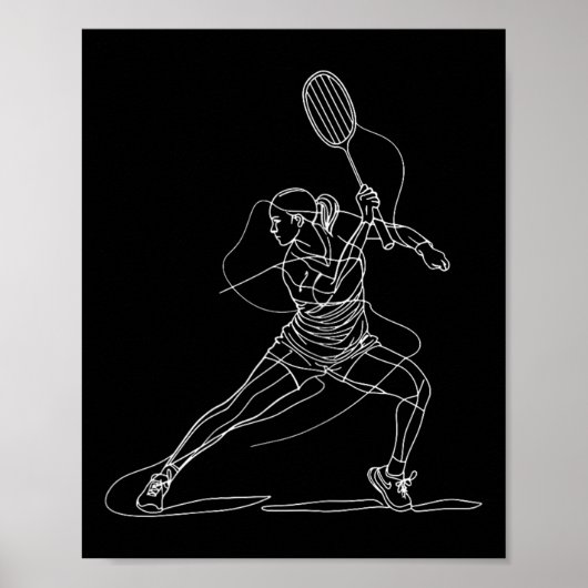 Poster Joueuse de badminton dessinant un jeu de volant po (Devant)