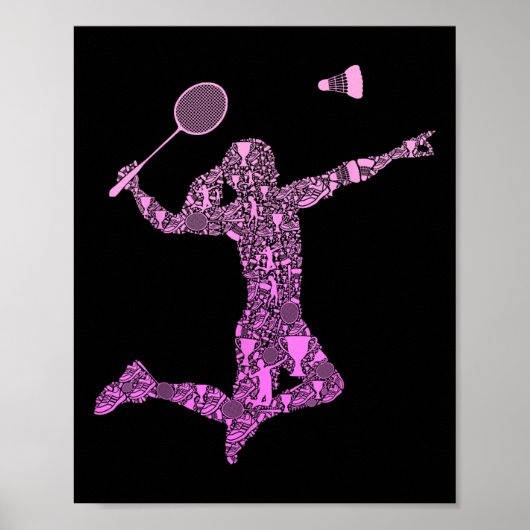 Poster Joueuse de badminton navette filles femmes (Devant)