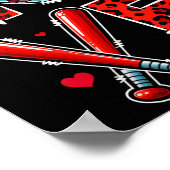 Poster Joueuse de baseball de l'équipe Valentines Day Co (Coin)