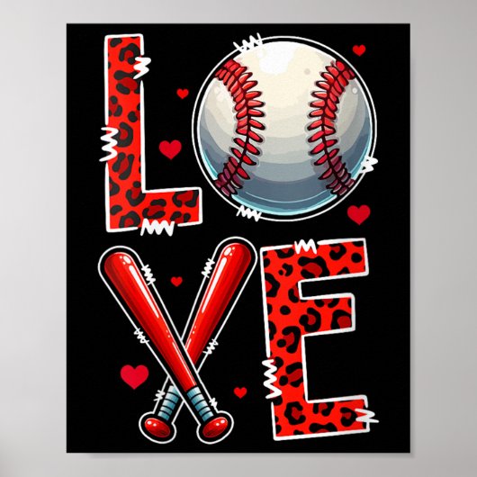 Poster Joueuse de baseball de l'équipe Valentines Day Co (Devant)