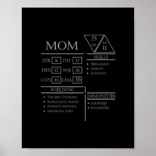 Poster Joueuse de dés de jeu de rôle Dragon Maman Compéte